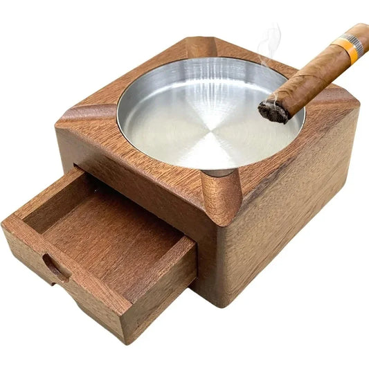 Wooden Cigar Ashtray, Cigar Ashtray Men's Outdoor, Cigar Accessories, Men's Whiskey Accessories